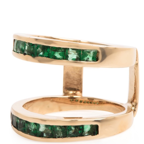 FINAL REDUCTION ‼️ Stunning 💚 Estate Emerald 14K Gold Insert Ring Guard 1.5 ct - Picture 4 of 14